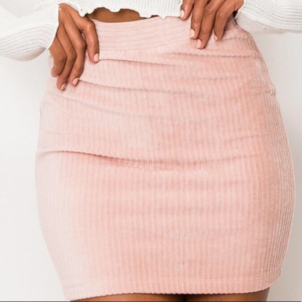 Light Pink Mini Suede Skirt